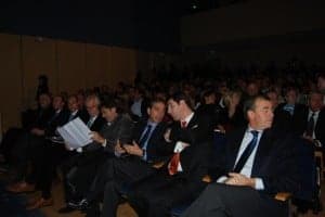 El acalde de Barbastro y José María Gómez en la presentación de PLACES. Foto JLP.