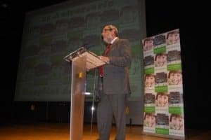 Vicente Salillas, gerente del Sector Barbastro, en la clausura del 25 aniversario del Hospital. Foto JLP.