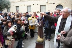 El padre Angulo bendijo a los animales. Foto JLP.