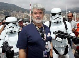 George Lucas en el rodaje de la Guerra de las Galaxias, en Tikal (Guatemala).