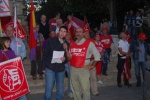 Miguel Ángel Colomina y Ramón Campo de UGT y CC.OO. JLP.