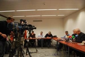 Concurrida rueda de prensa por medios aragoneses y catalanes. JLP.