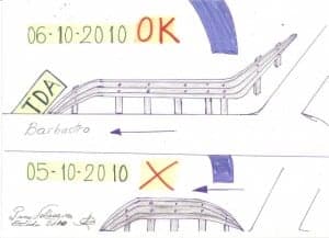Croquis de la mejora que se ha realizado en la carretera próxima a Estada.