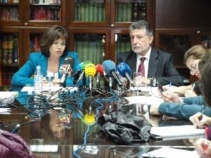 Un momento de la rueda de prensa. 