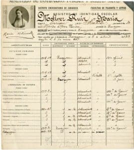 Documento sobre María Moliner. 