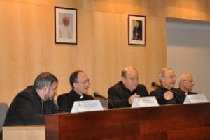Los obispos aragoneses en rueda de prensa.