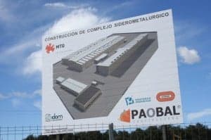 Cartel que anuncia las obras. 