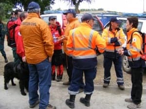 Voluntarios de protección civil del Somontano durante la búsqueda. Ángel Huguet.