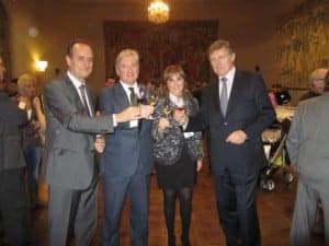 Enrique Artasona, gerente de Viñas del Vero;Pedro Revuelta, vicepresidente de González Byass; Amparo Cuellar, directora de Marketing; Jorge Grossem director general de González Byass. JLP.