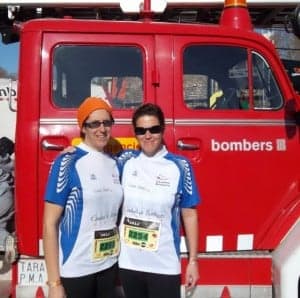 En la prueba de bomberos de Lérida. 