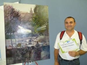 El ganador con su obra. 