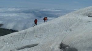Cresta del Maldito en el glaciar del Aneto.