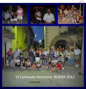 Montaje que recoge las pasadas caminatas nocturnas que parten desde Buera. Foto: Susana Bagüeste.