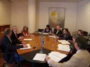 Reunión mantenida hoy por las Diputaciones de Huesca y de Barcelona.