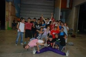 Los participantes en el duelo de break.