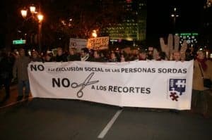 Manifestación de personas sordas. 