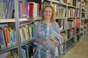 María Ángeles Oliván en el centro de educación de adultos de Barbastro. JLP. María Ángeles Oliván en el centro de educación de adultos de Barbastro. JLP.