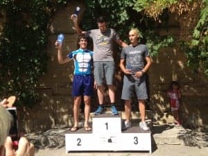 Podio Absoluto de la carrera BTT Arascués Nueno del pasado domingo, con Andrés Aguilar 2º de la general.