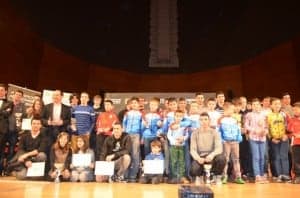 Los galardonados en la Gala del Ciclismo de Aragón. JLP.