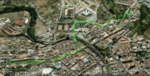 Recorrido de la marcha, con salida en el Coso y fin en el Cuartel de la Guardia Civil de Barbastro. S.E. 12987176_10206404977985762_2628081778155904891_n