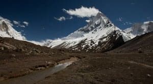 Tapován. A meltwater river running across Tapovan meadow above the Gamukh glacier. This meltwater will eventualy flow down into the Ganges.