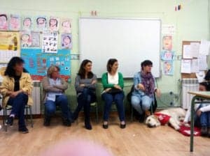 Momento de la presentación el programa en el cole de Salas Altas