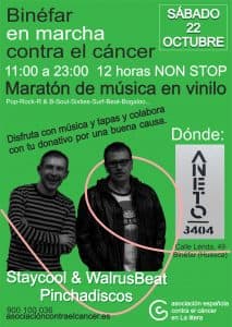 Maratón de música con vinilos de la mano de la Asociación Española Contra el Cáncer de la Litera