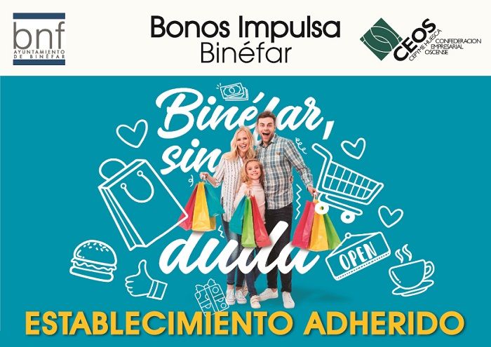 Sexta convocatoria de Bonos Impulsa por valor de 12.500 euros en Binéfar