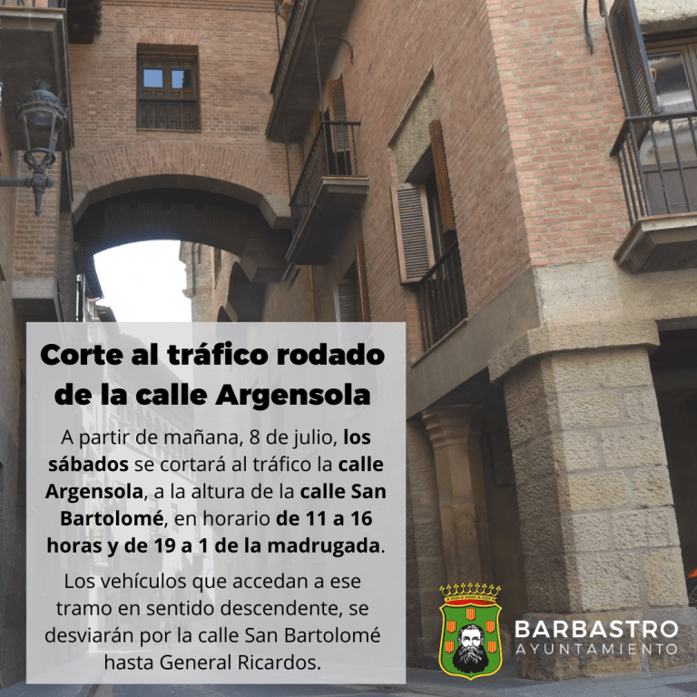 Restricciones al tráfico rodado en un tramo de la calle Argensola en Barbastro