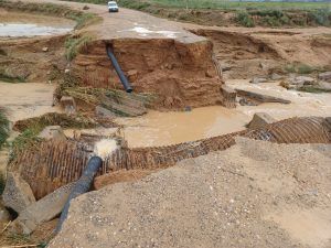 Las fuertes lluvias causan destrozos en zonas de Selgua y Monesma