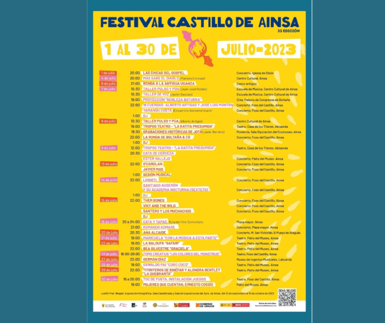 El XXXIII Festival Castillo de Aínsa acogerá cuarenta eventos en el mes de julio