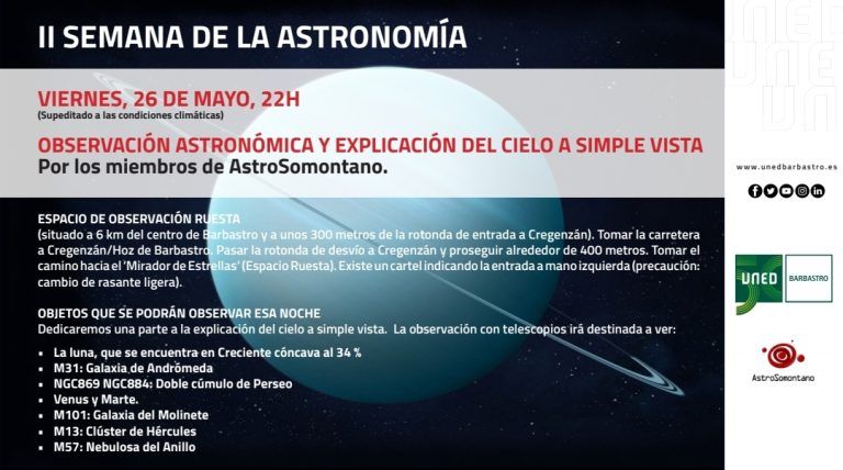 Observación astronómica y explicación del cielo a simple vista