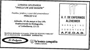Comida Alzheimer Barbastro Invitación.