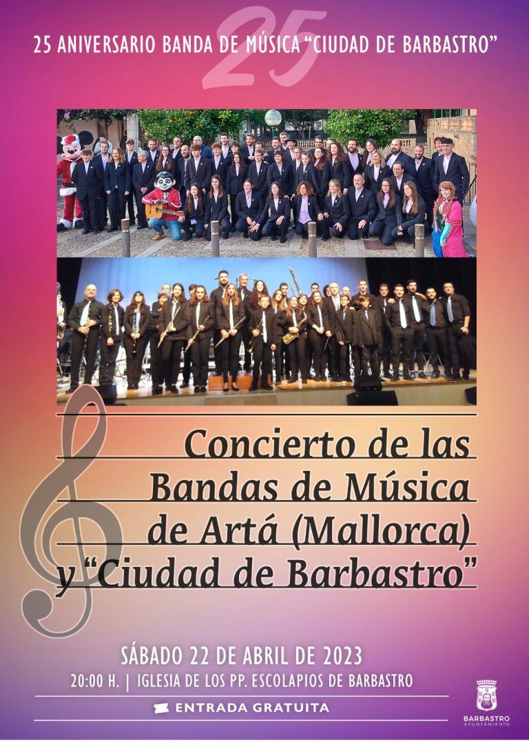 Traslado del Concierto del 25 aniversario de la Banda de Música ‘Ciudad de Barbastro’ a la iglesia de los Padres Escolapios