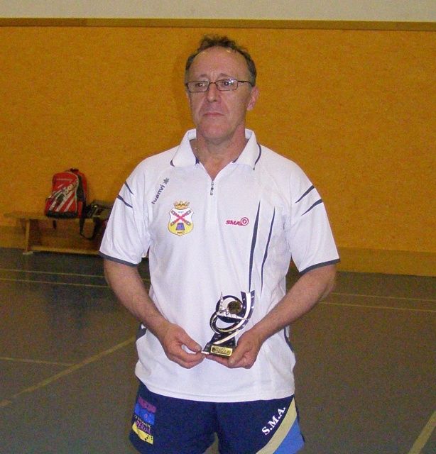 El equipo de tenis de mesa de la SMA de Barbastro, en el campeonato de veteranos de Aragón