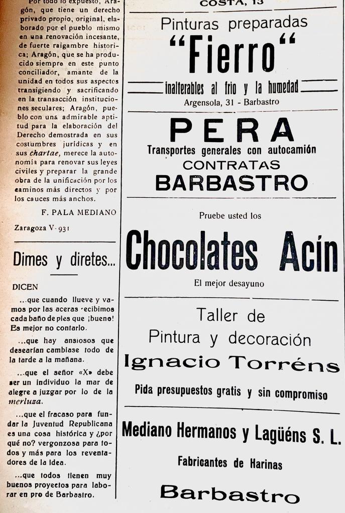 Barbastro en 1931. Febrero barbastro