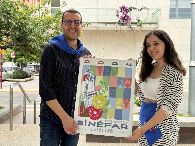 El cartel vintage de María Estarán anunciará las fiestas mayores de Binéfar Fiestas de Binéfar.