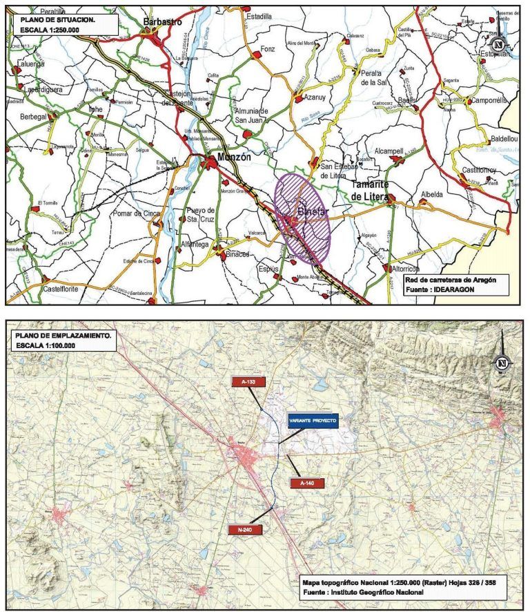 Carreteras convoca a los afectados por la variante Este de Binéfar variante Este Binéfar