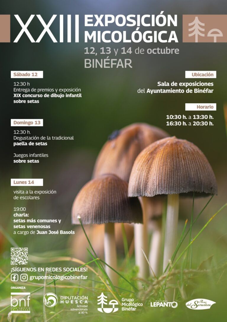 Binéfar celebra del 12 al 14 de octubre la XXIII Exposición Micológica Exposición Micológica Binéfar