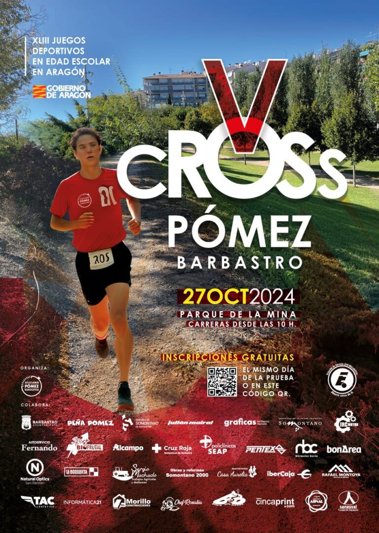 El Parque de la Mina de Barbastro acoge este domingo 27 de octubre la quinta edición del Cross Pómez Cross Pómez Barbastro