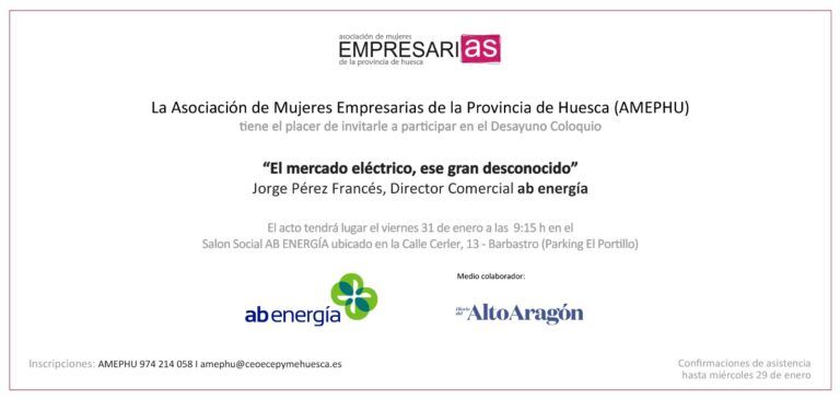 AMEPHU organiza en Barbastro un desayuno coloquio sobre el mercado eléctrico AMEPHU Barbastro