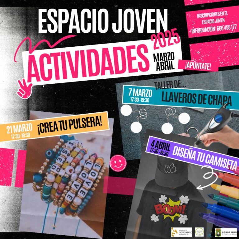 «Viernes Creativos» llega en marzo y abril al Espacio Joven de Barbastro con tres talleres Viernes Creativos Barbastro