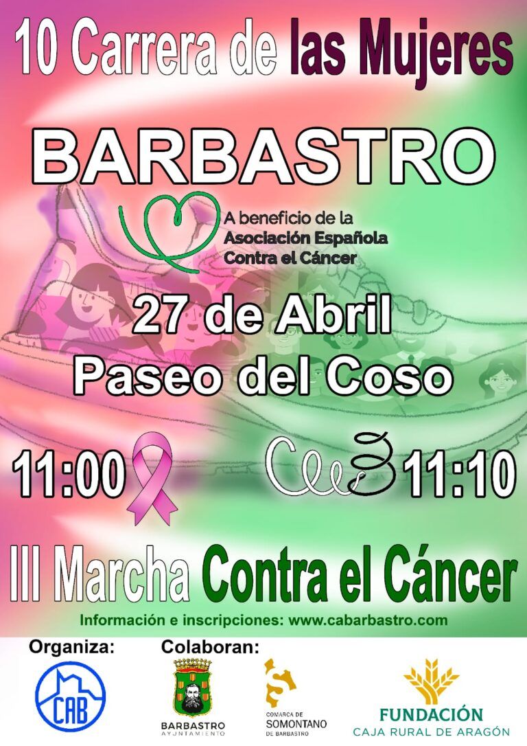Todo listo para la Carrera de las Mujeres/ Marcha contra el Cáncer del domingo en Barbastro Carrera Mujeres Cáncer Barbastro