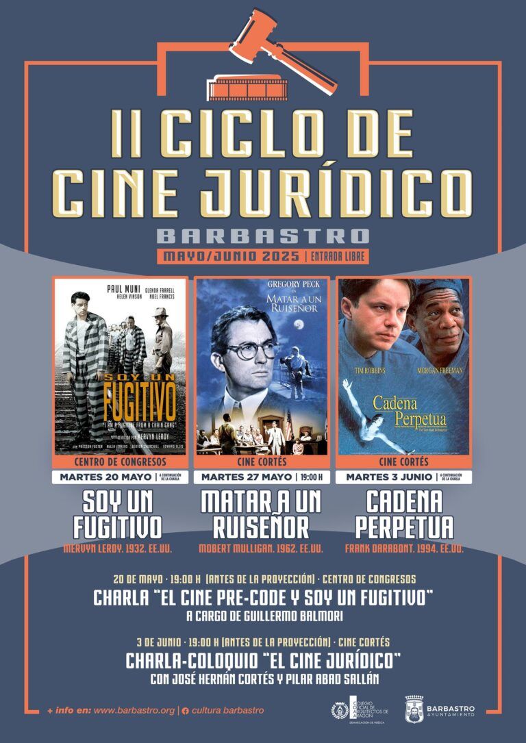 Arranca mañana la segunda edición del ciclo de Cine jurídico en Barbastro ciclo Cine jurídico Barbastro