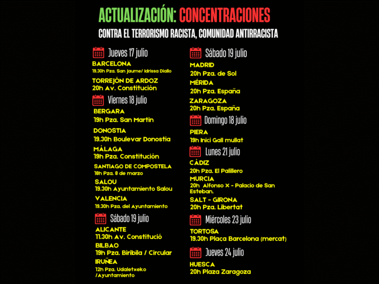 Concentración antirracista en Huesca este jueves 24 de julio concentración antirracista Huesca