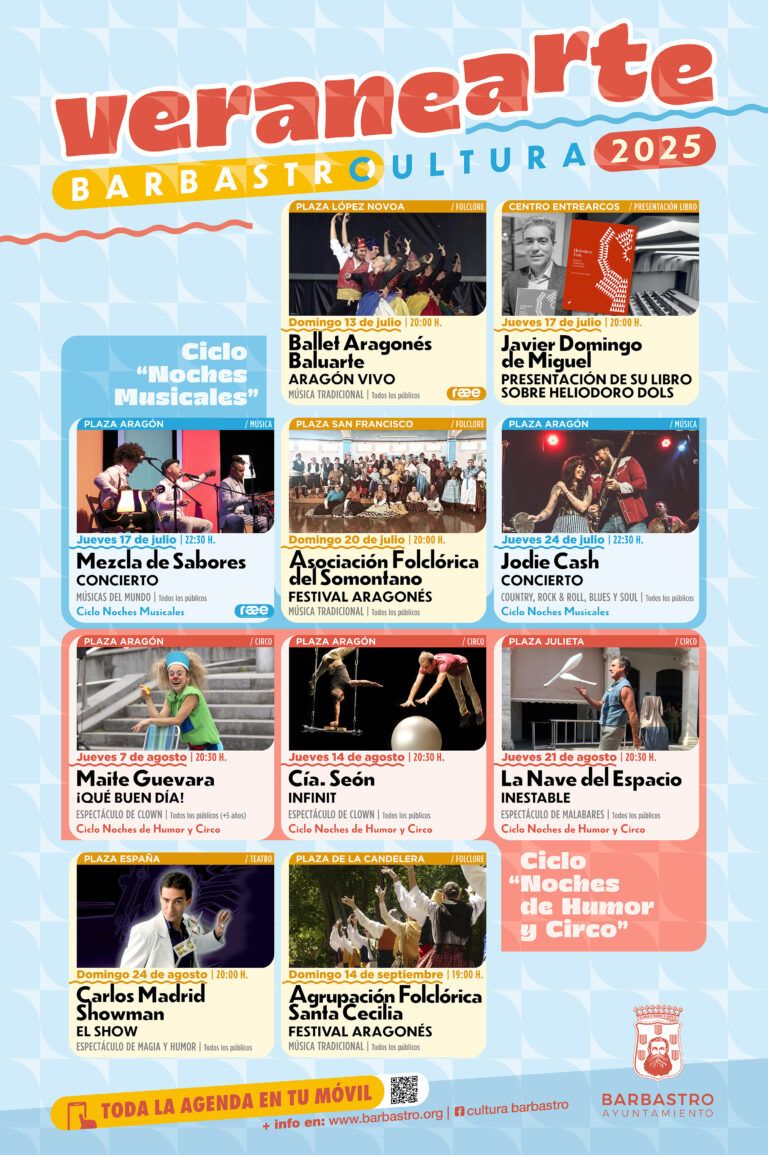 Veranearte 2025 lleva música, circo y folclore a Barbastro Veranearte 2025