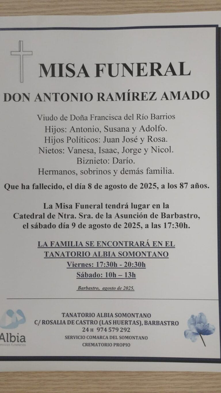 Antonio Ramírez Amado: nunca me mintió Esquela de Antonio Ramírez.