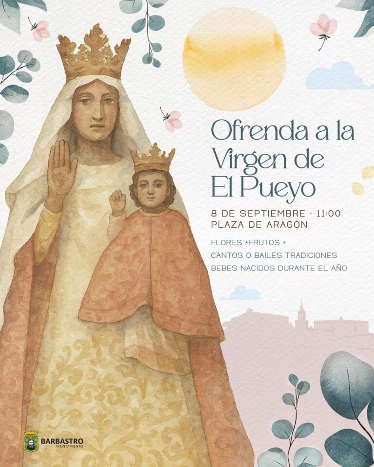 Cerca de sesenta entidades y familias confirman su participación en la Ofrenda de Flores y Frutos a la Virgen del Pueyo de Barbastro