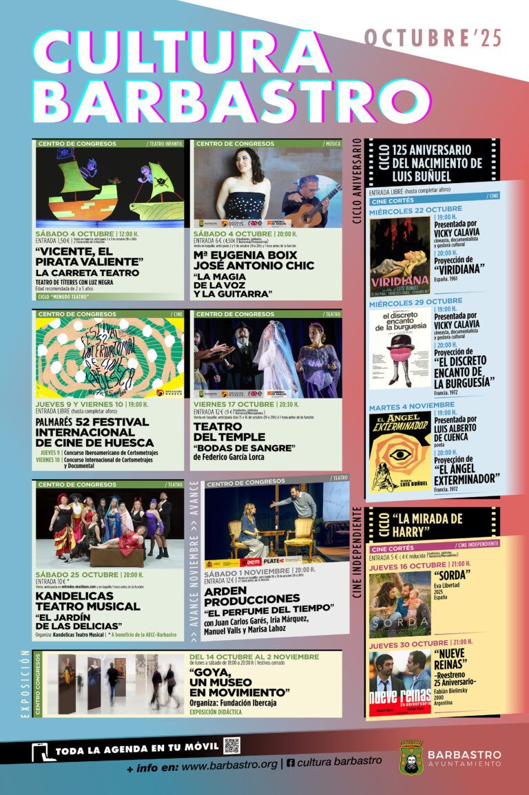 Cine, ballet, teatro, exposiciones y literatura completan la programación cultural de octubre y noviembre programación cultural barbastro
