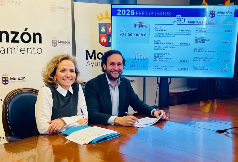 Monzón proyecta 24,3 millones de euros para 2026 priorizando la calle Calvario y la reducción de deuda Presupuestos Monzón 2026